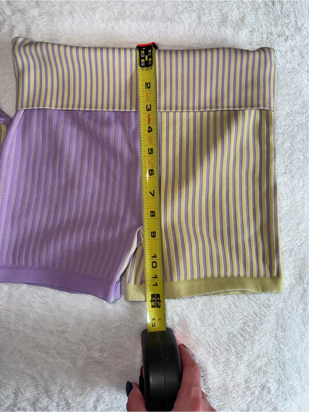 Striped Lavender & Olive Ribbed Active Set - Crop Tank + Biker Shorts - Picture 5 of 15
